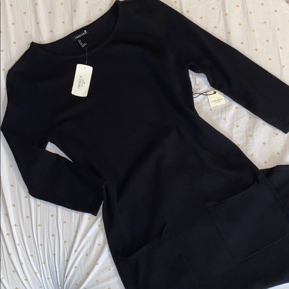 Side Slit Sweater Midi Dress